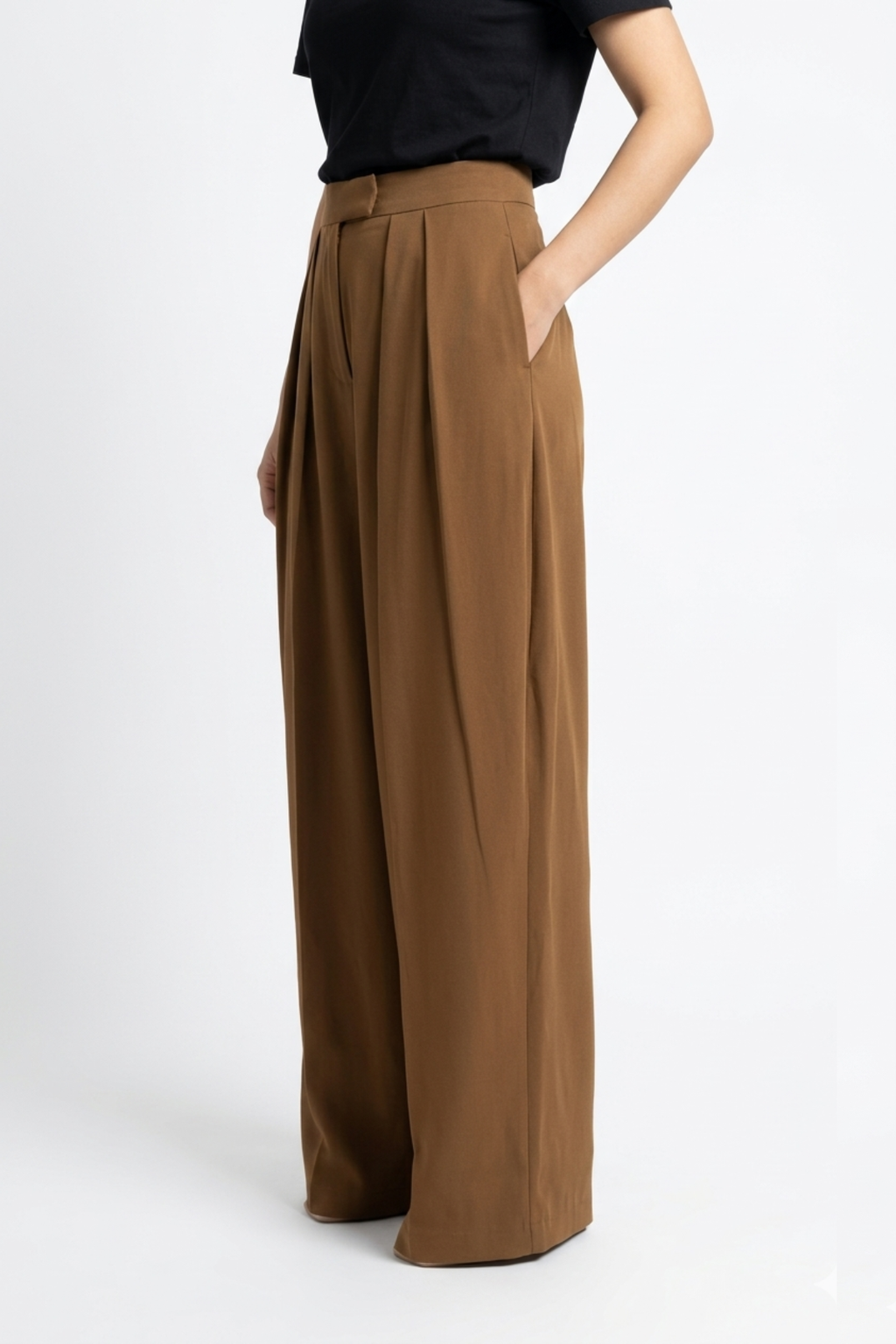 Pantalon Femme - Large Taille Haute Drapé