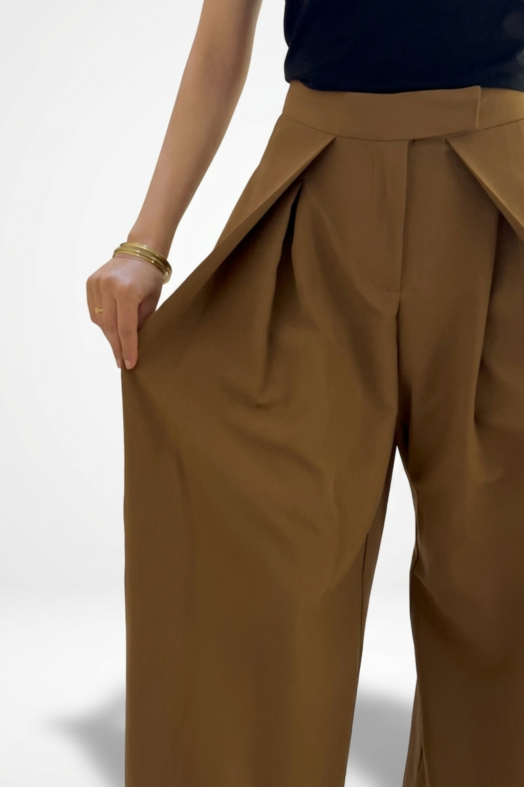 Pantalon Femme - Large Taille Haute Drapé