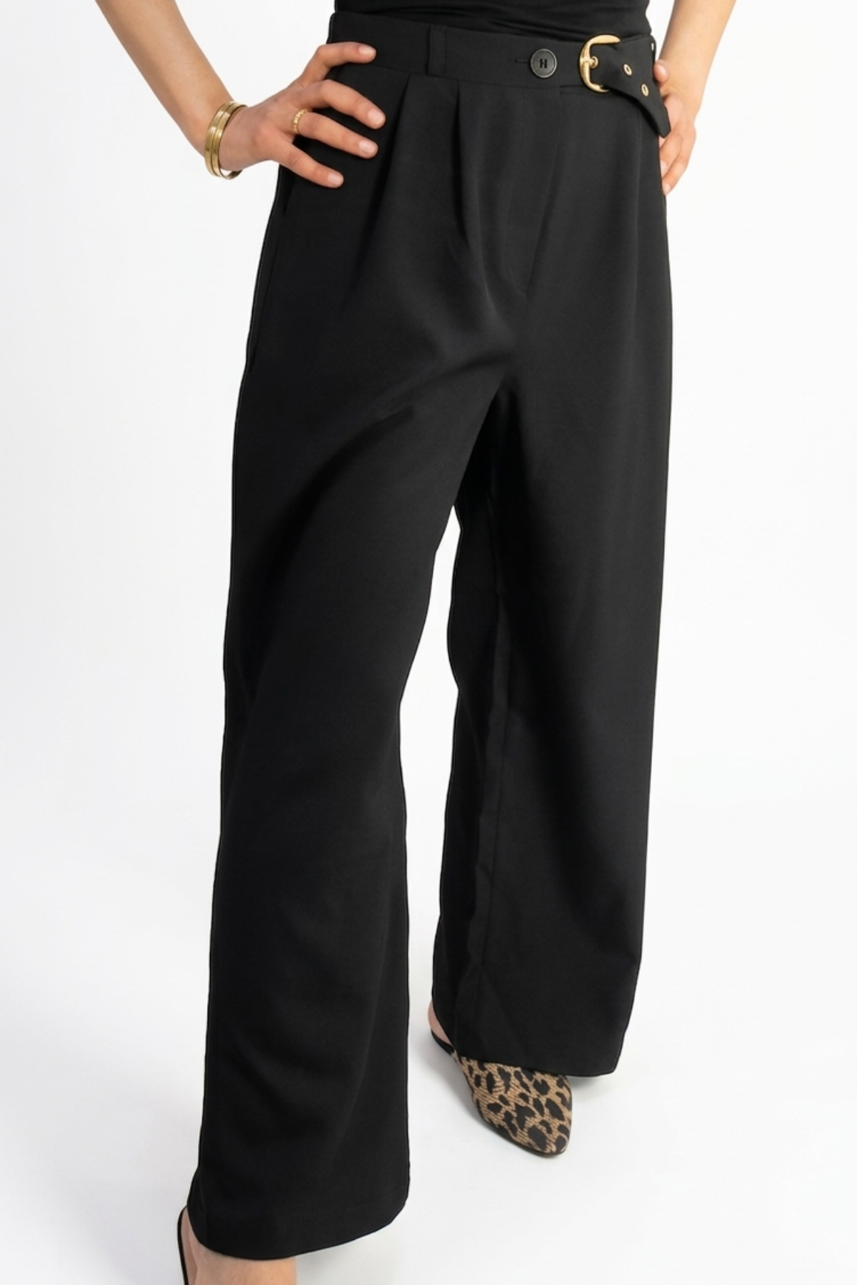 Pantalon Large Taille Haute – Style Élégant