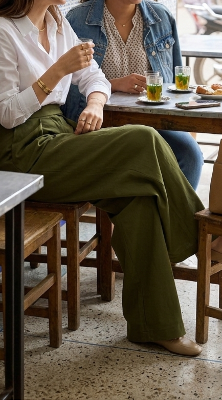 Pantalon Femme - Large Taille Haute Drapé