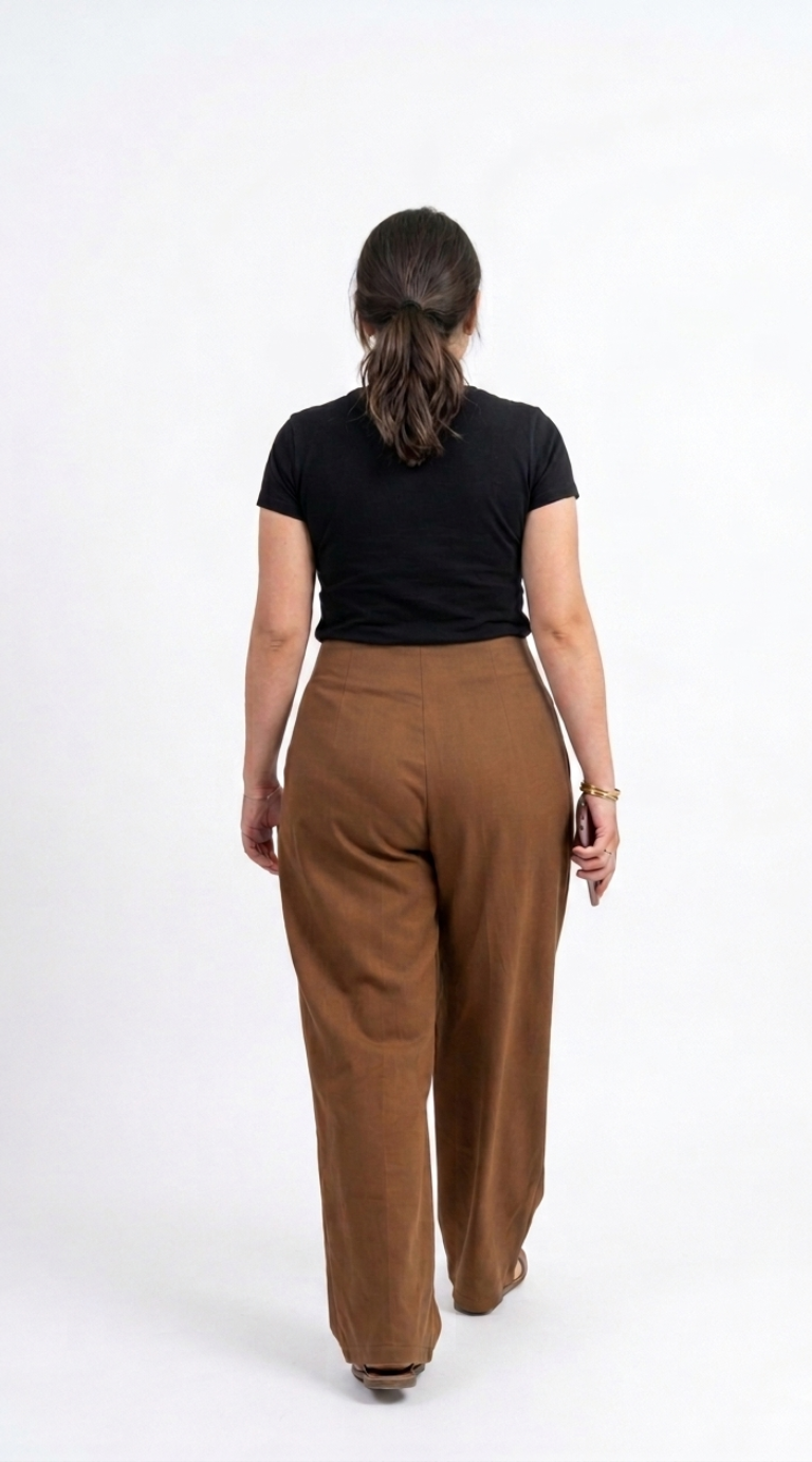 Pantalon Femme - Large Taille Haute Drapé