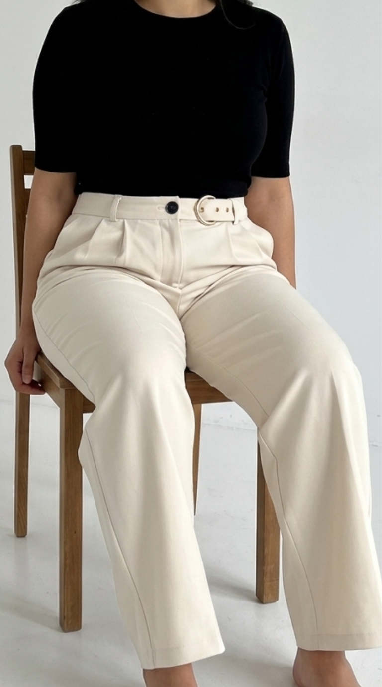 Pantalon Large Taille Haute – Style Élégant