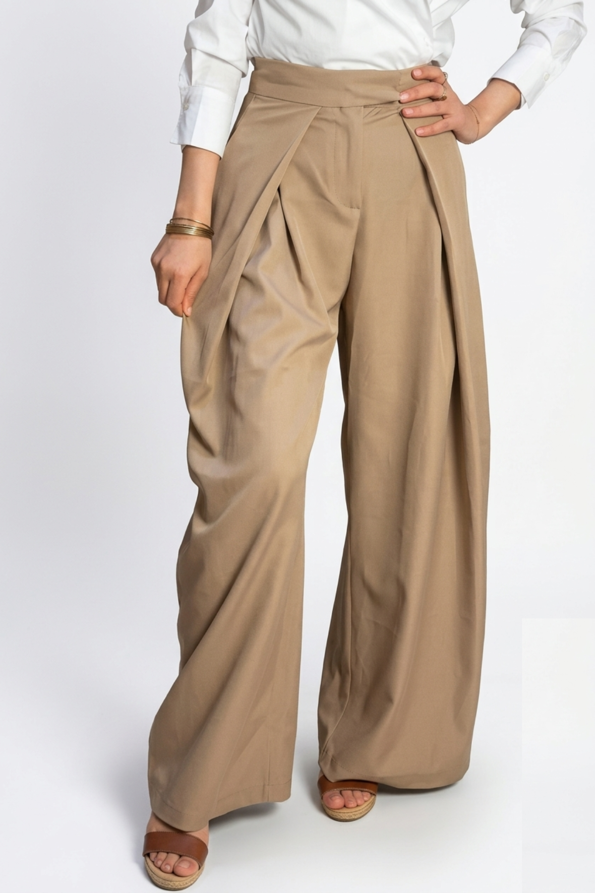Pantalon Femme - Large Taille Haute Drapé