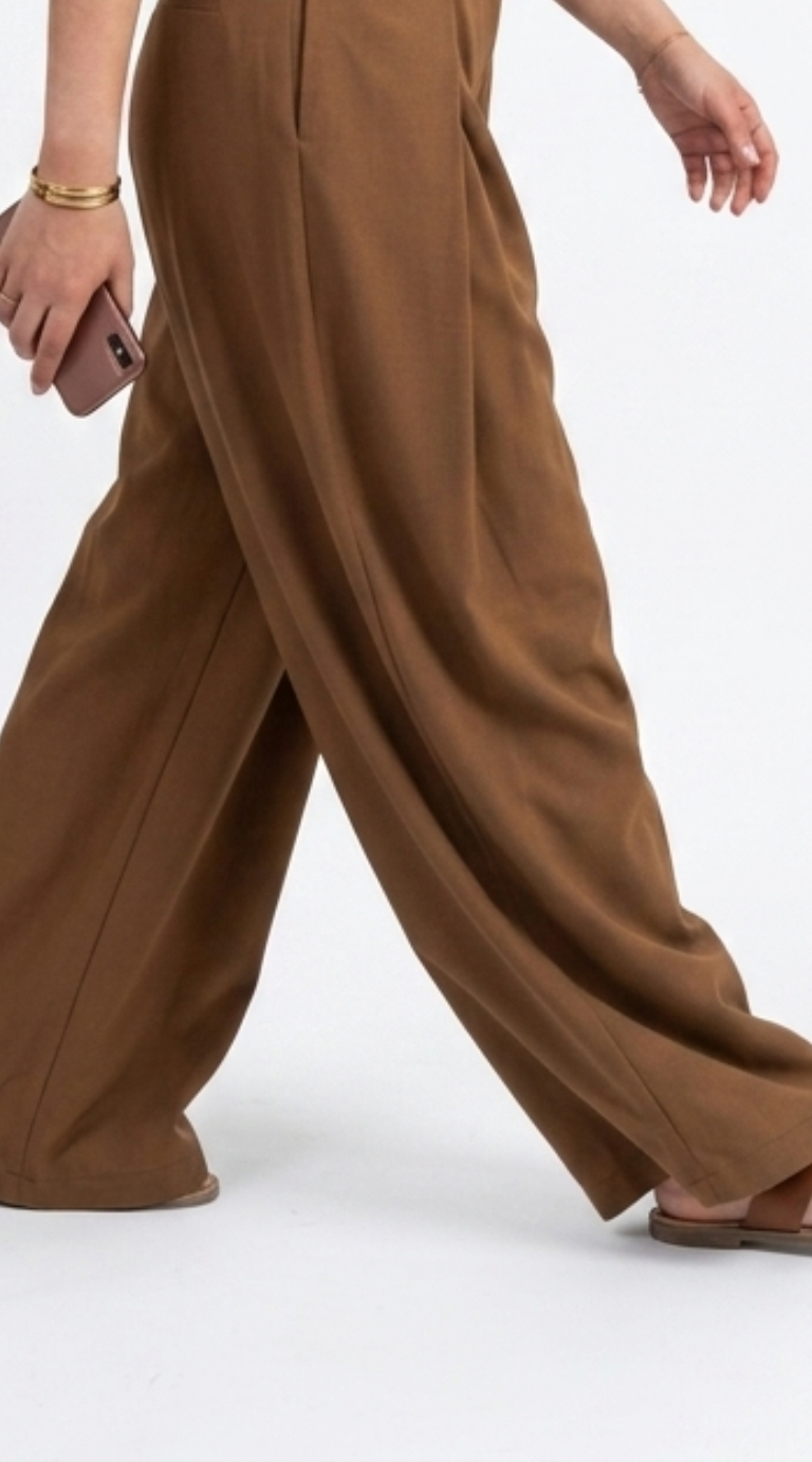 Pantalon Femme - Large Taille Haute Drapé