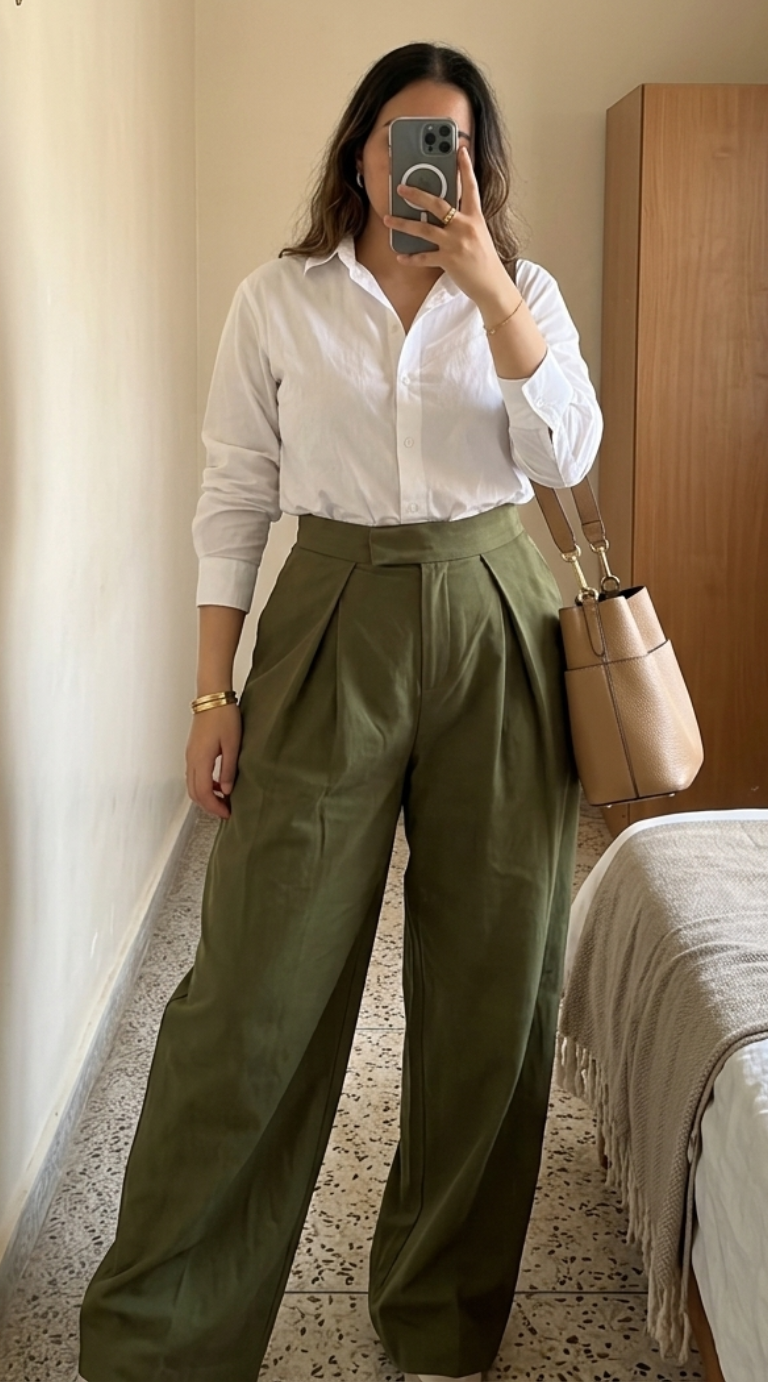 Pantalon Femme - Large Taille Haute Drapé